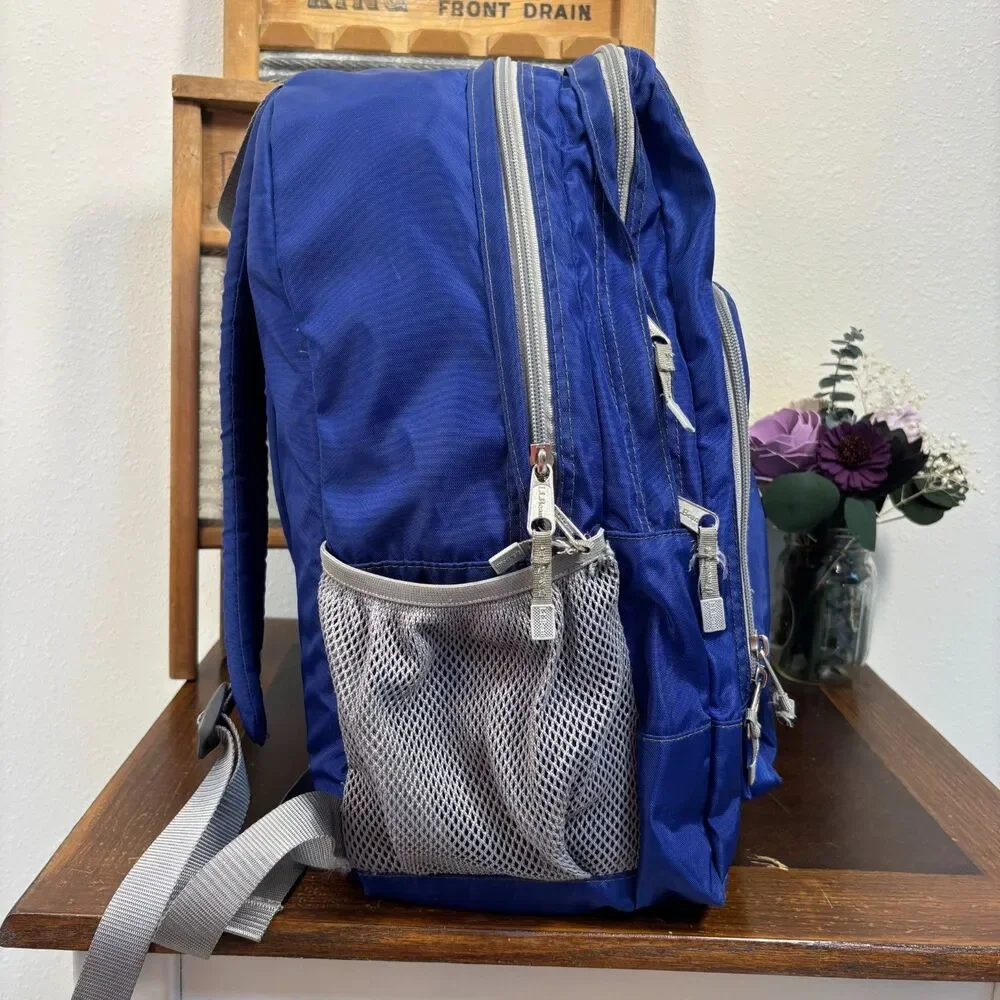 L.L.Bean Deluxe Book Pack Backpack Blue Gray School Bag Organizer 505791
